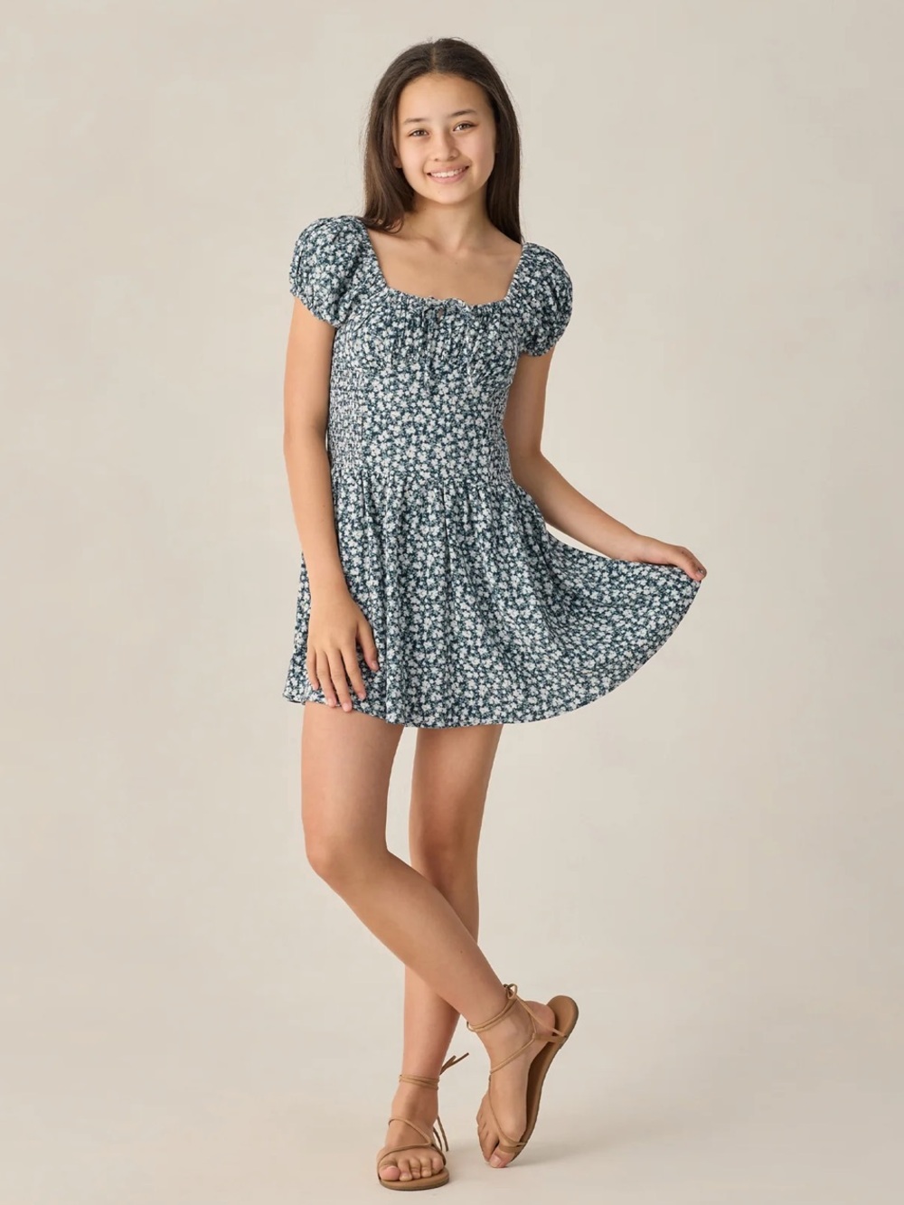 NWT Rylee + Cru Teen Alex Dress Navy Floral size 14y - Picture 5 of 8